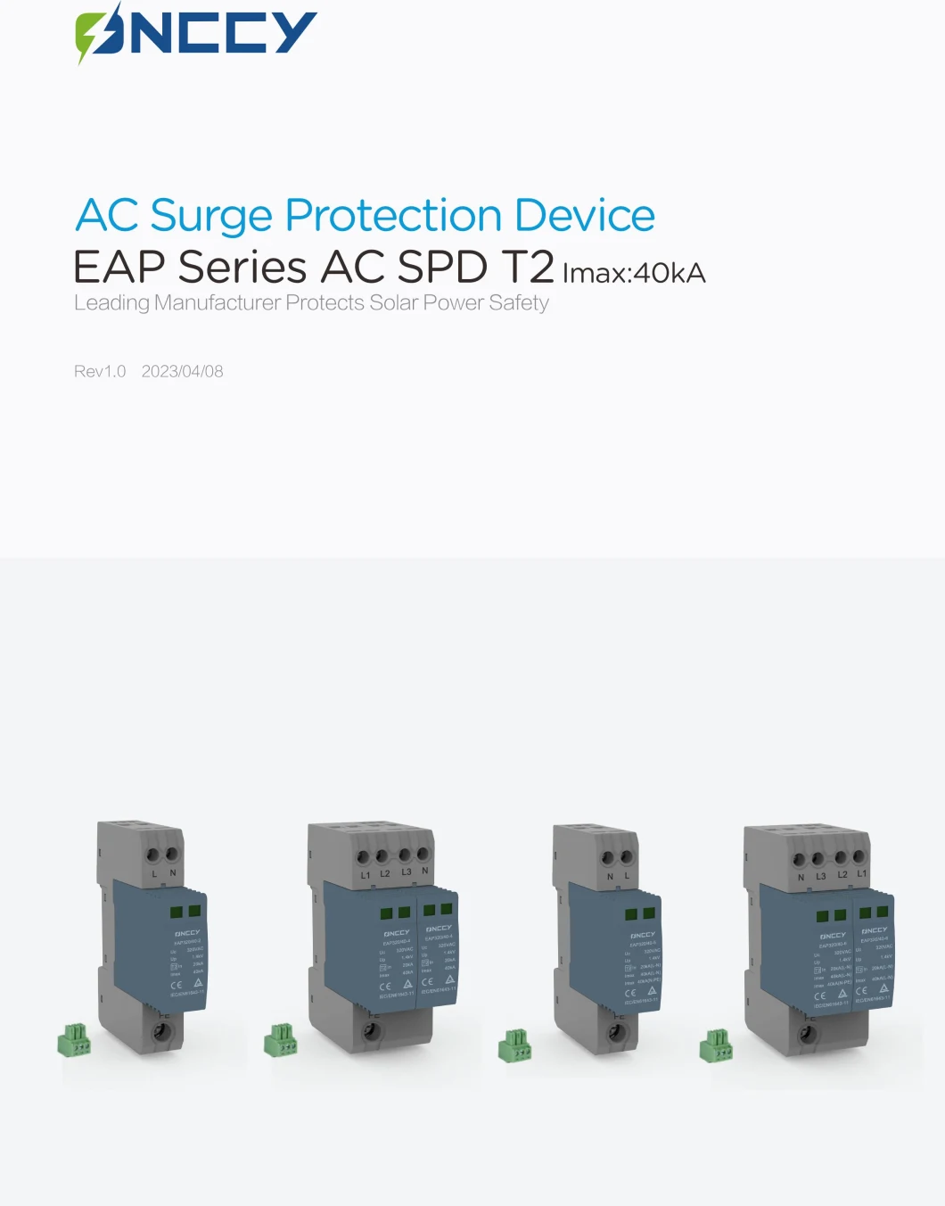 AC Surge Protection Device (AC SPD) 275V T1+T2 Imax50ka 1p