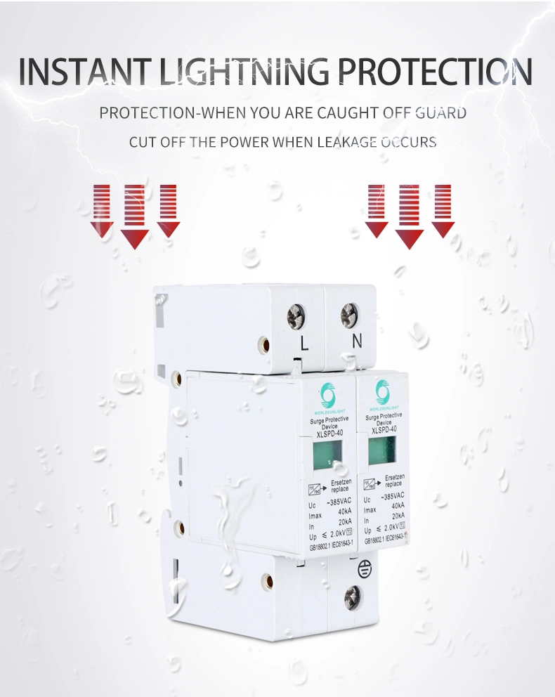 Surge Protector Lighting Arrester Surge Protection Device AC Solar System SPD 20ka 40ka