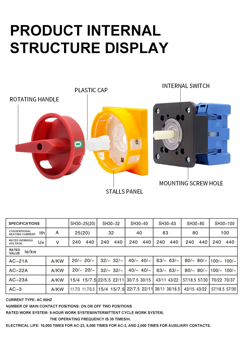 CE ISO TUV IEC Certification 3 Phase Low Voltage AC Disconnector Isolator Switch