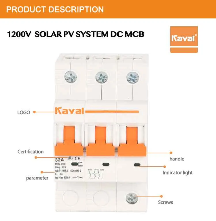 Kayal Low Voltage 1200V Circuit Breaker 24V 48V DC MCB