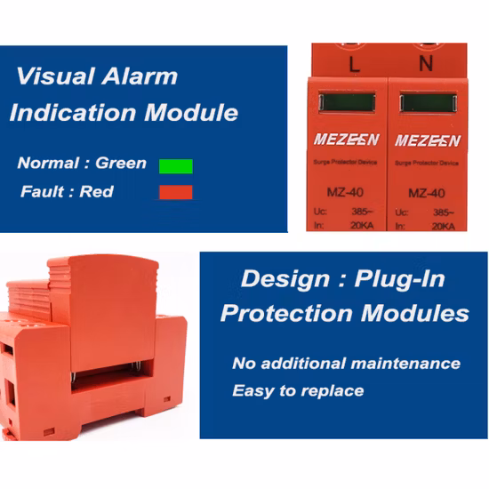 AC 275V 385V 420V 2p Surge Arrester Protective Device SPD